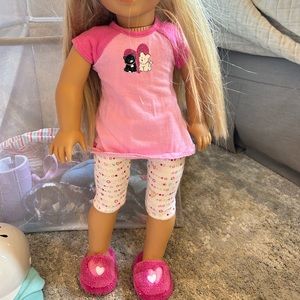 American doll PJ set with slippers